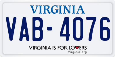 VA license plate VAB4076