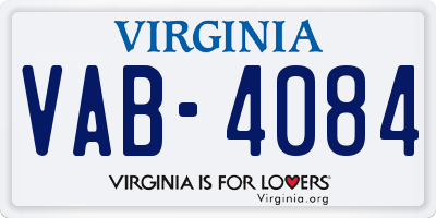 VA license plate VAB4084