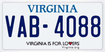 VA license plate VAB4088