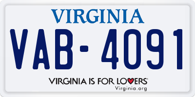 VA license plate VAB4091