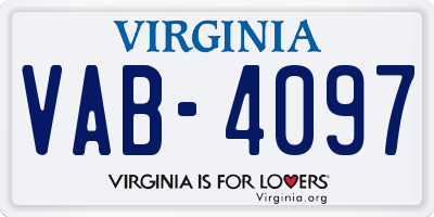 VA license plate VAB4097