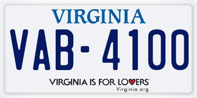 VA license plate VAB4100