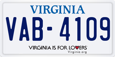 VA license plate VAB4109