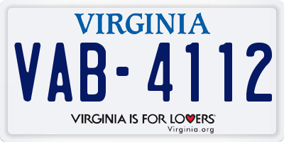 VA license plate VAB4112