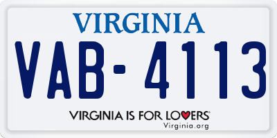 VA license plate VAB4113