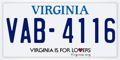 VA license plate VAB4116