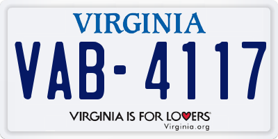 VA license plate VAB4117