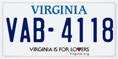 VA license plate VAB4118