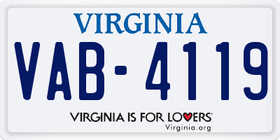 VA license plate VAB4119