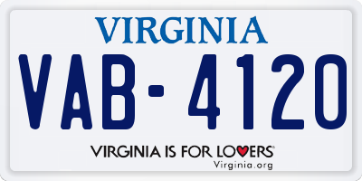 VA license plate VAB4120