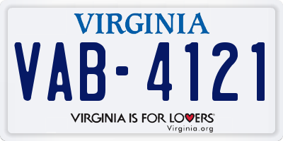 VA license plate VAB4121