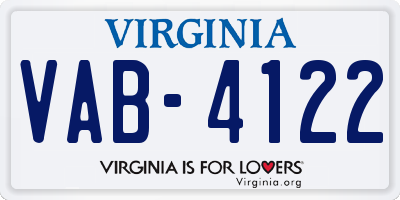 VA license plate VAB4122