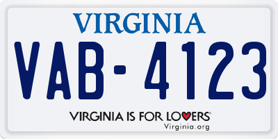 VA license plate VAB4123