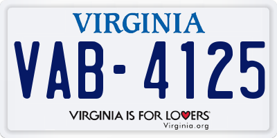 VA license plate VAB4125