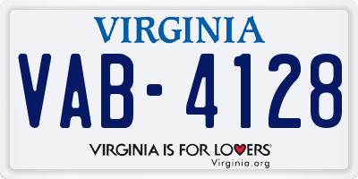 VA license plate VAB4128