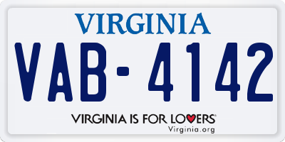 VA license plate VAB4142