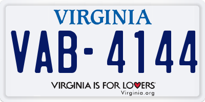 VA license plate VAB4144