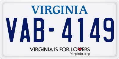 VA license plate VAB4149