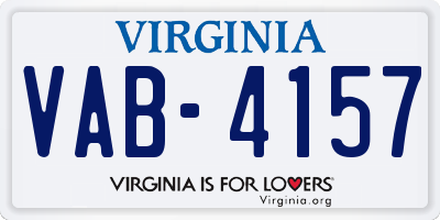 VA license plate VAB4157