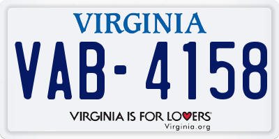 VA license plate VAB4158