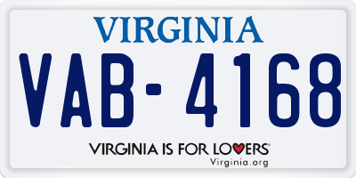 VA license plate VAB4168