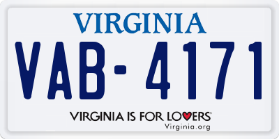 VA license plate VAB4171