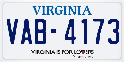 VA license plate VAB4173