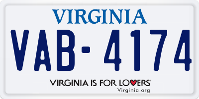 VA license plate VAB4174