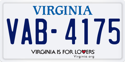 VA license plate VAB4175