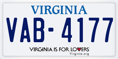 VA license plate VAB4177