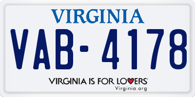 VA license plate VAB4178