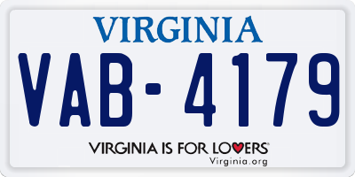 VA license plate VAB4179