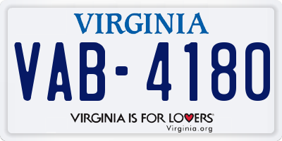VA license plate VAB4180