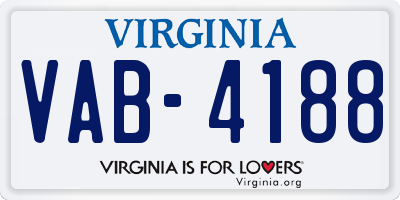 VA license plate VAB4188