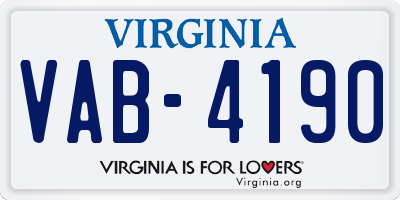 VA license plate VAB4190