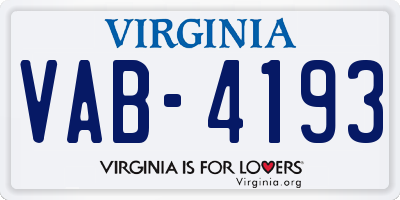 VA license plate VAB4193