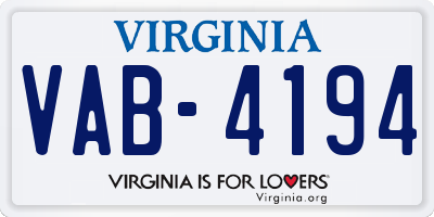 VA license plate VAB4194