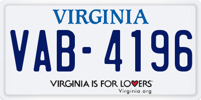 VA license plate VAB4196