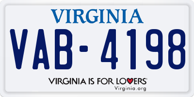 VA license plate VAB4198