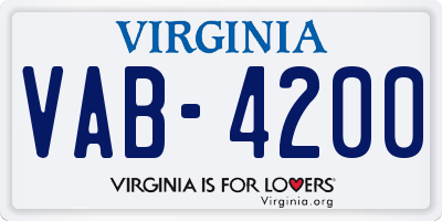 VA license plate VAB4200