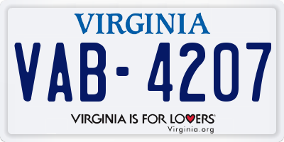 VA license plate VAB4207