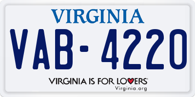 VA license plate VAB4220