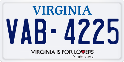 VA license plate VAB4225