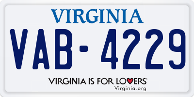 VA license plate VAB4229