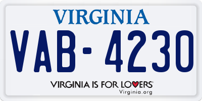 VA license plate VAB4230
