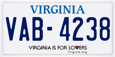 VA license plate VAB4238
