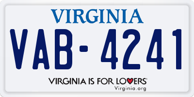 VA license plate VAB4241