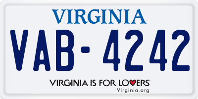 VA license plate VAB4242