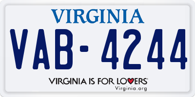 VA license plate VAB4244