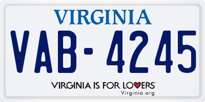 VA license plate VAB4245